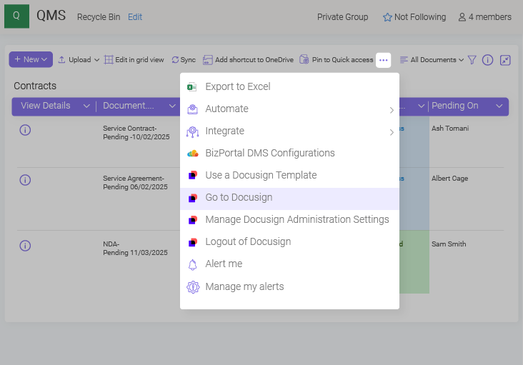 Integration with DocuSign