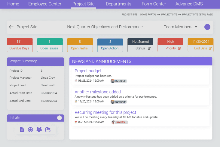 key project details