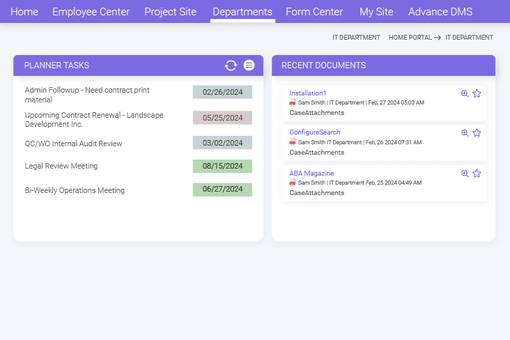 departmental projects and documents